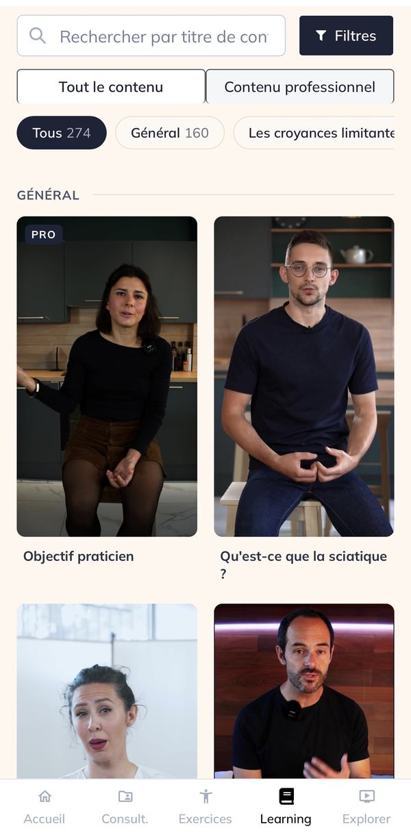 Contenu &eacute;ducatif et vid&eacute;os dans l'application Andrew